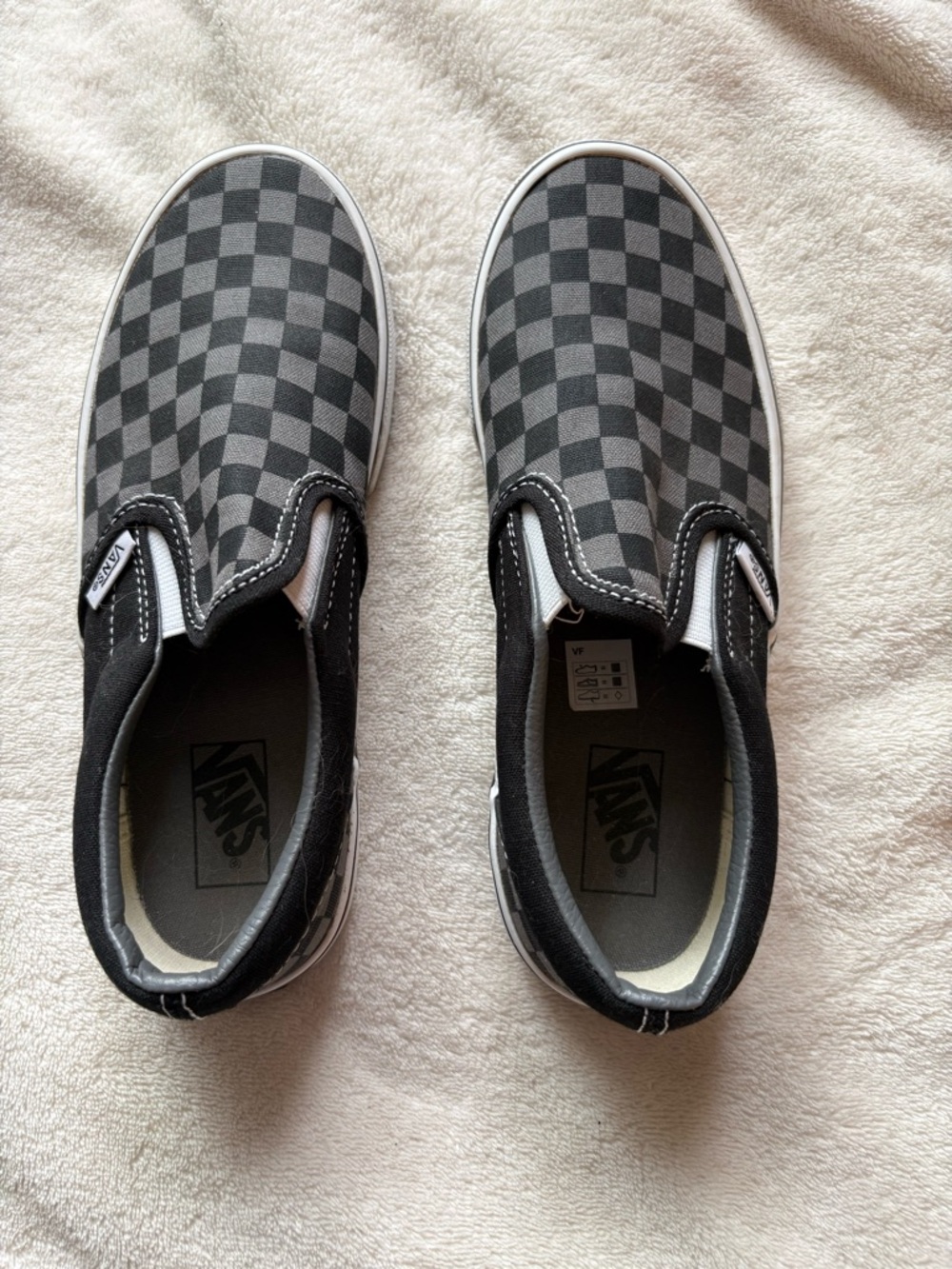 Vans Slip-On Checkerboard Shoes - Black & Gray Kids Size 3